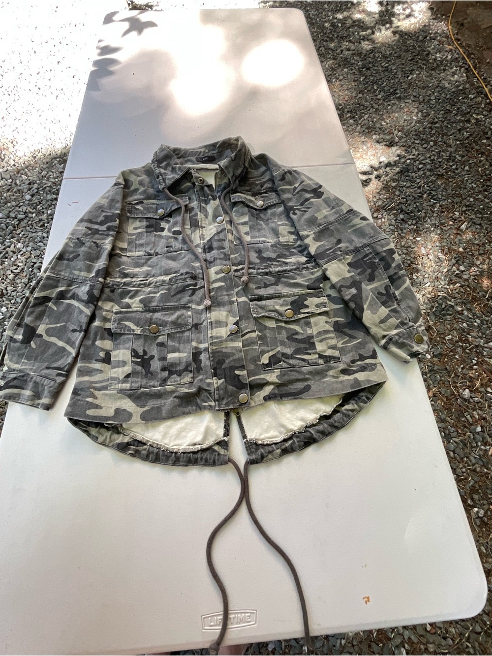 C-Fate Camo Military Field Jacket in Green and Gray SMALL